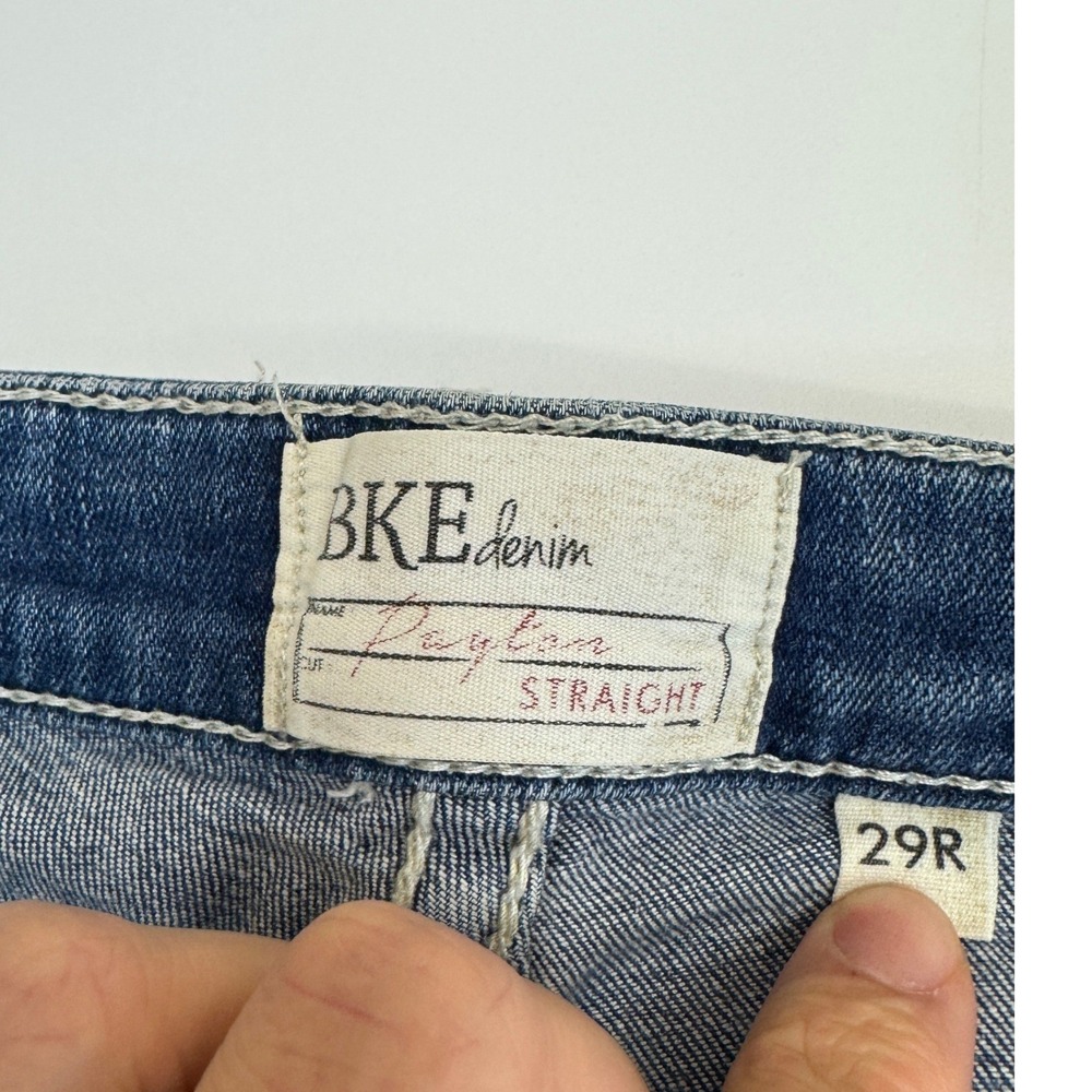 BKE Jeans Womens 29R Blue Payton Straight Denim Distressed Y2K Western - Picture 4 of 10